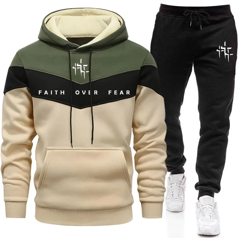 Winter Clothing Men - Faith Over Fear Men's Tracksuit Hooded
